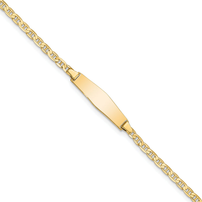 14k Soft Diamond Shape Flat Anchor Link ID Bracelet-LID71C-7