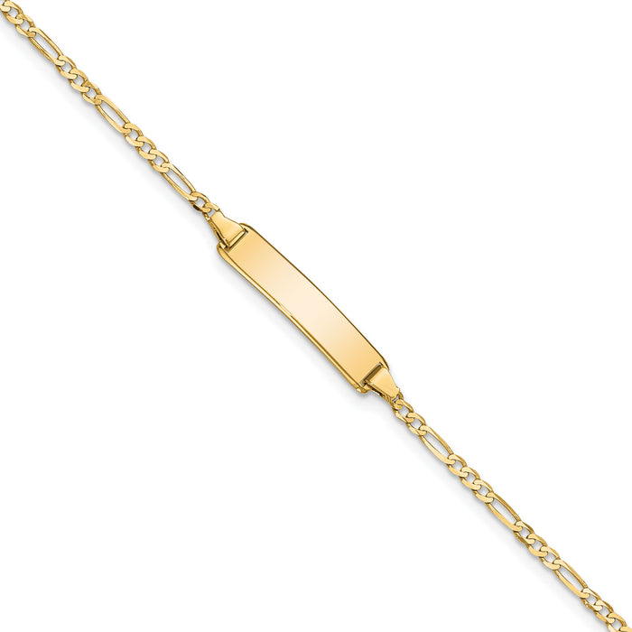 14k Flat Figaro Link ID Bracelet-LID72-8