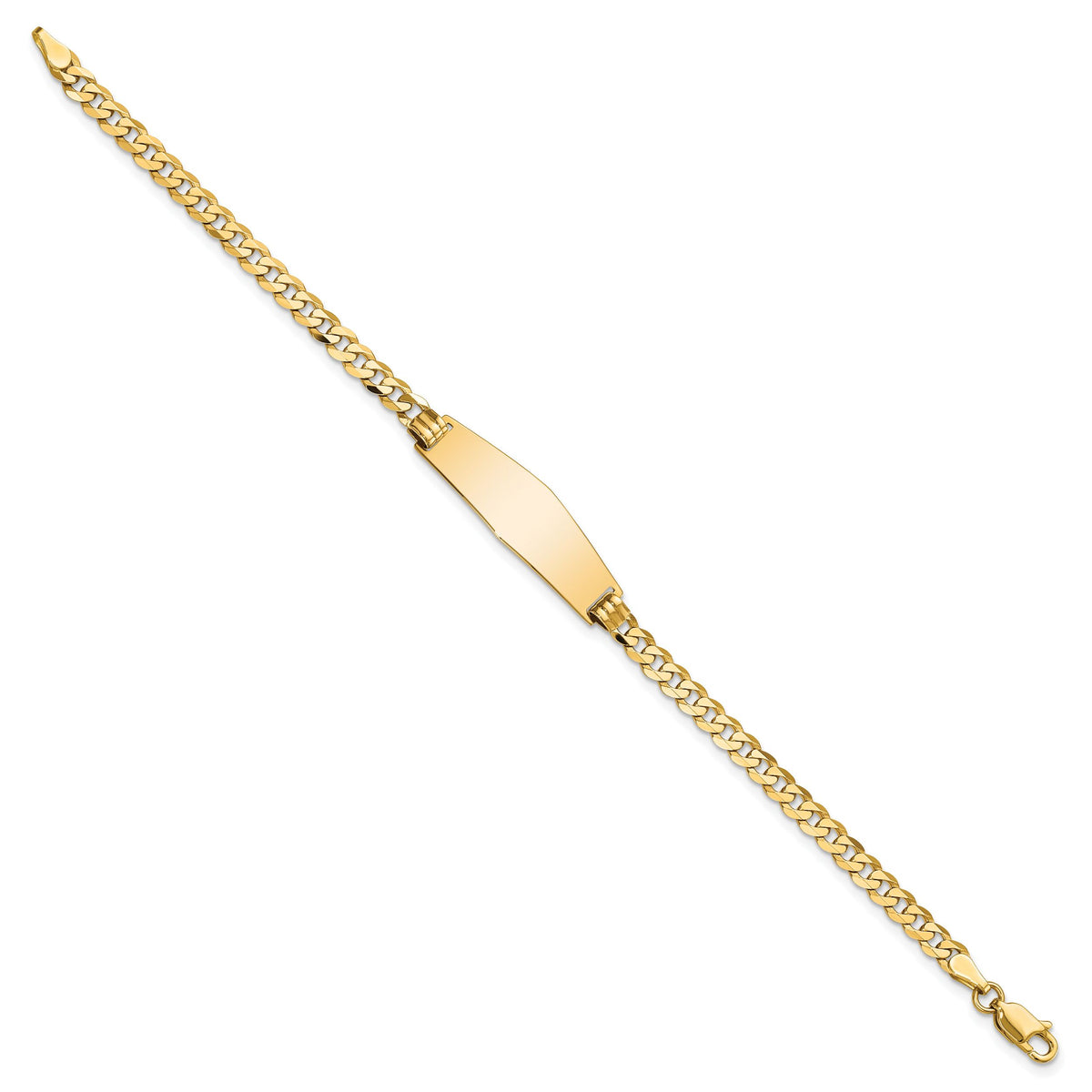 14k Soft Diamond Shape Flat Curb Link ID Bracelet-LID73C-7