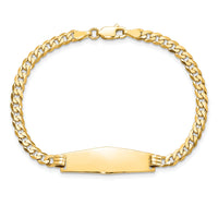14k Soft Diamond Shape Flat Curb Link ID Bracelet-LID73C-8