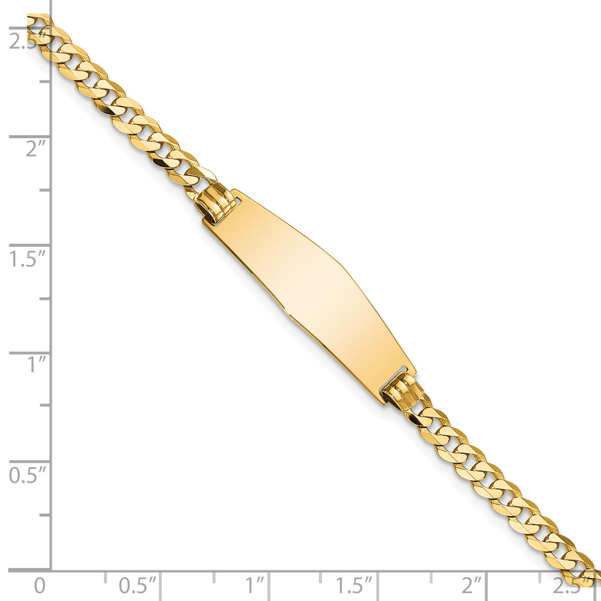 14k Soft Diamond Shape Flat Curb Link ID Bracelet-LID73C-8