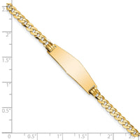 14k Soft Diamond Shape Flat Curb Link ID Bracelet-LID73C-8