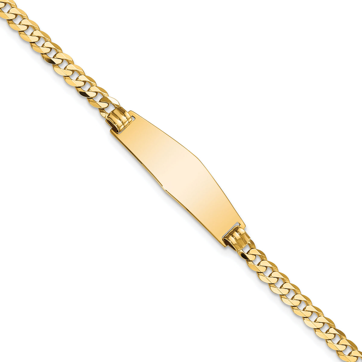 14k Soft Diamond Shape Flat Curb Link ID Bracelet-LID73C-7