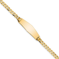 14k Soft Diamond Shape Flat Curb Link ID Bracelet-LID73C-8