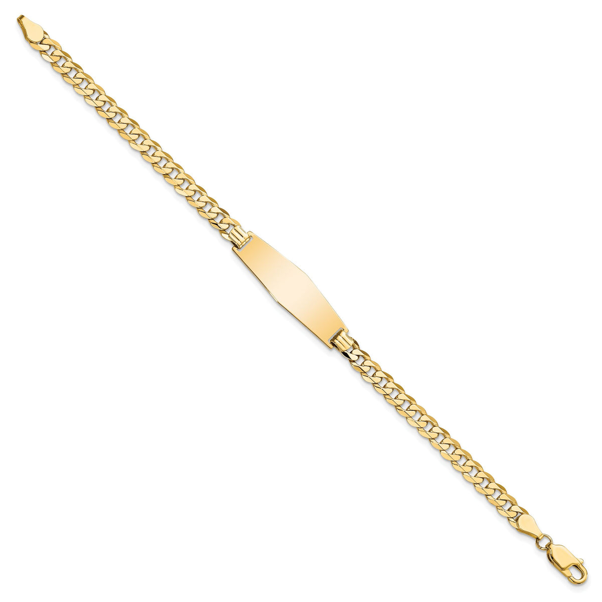 14k Soft Diamond Shape Flat Curb Link ID Bracelet-LID74C-7