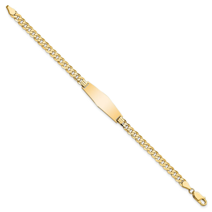 14k Soft Diamond Shape Flat Curb Link ID Bracelet-LID74C-7