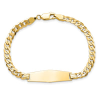 14k Soft Diamond Shape Flat Curb Link ID Bracelet-LID74C-7