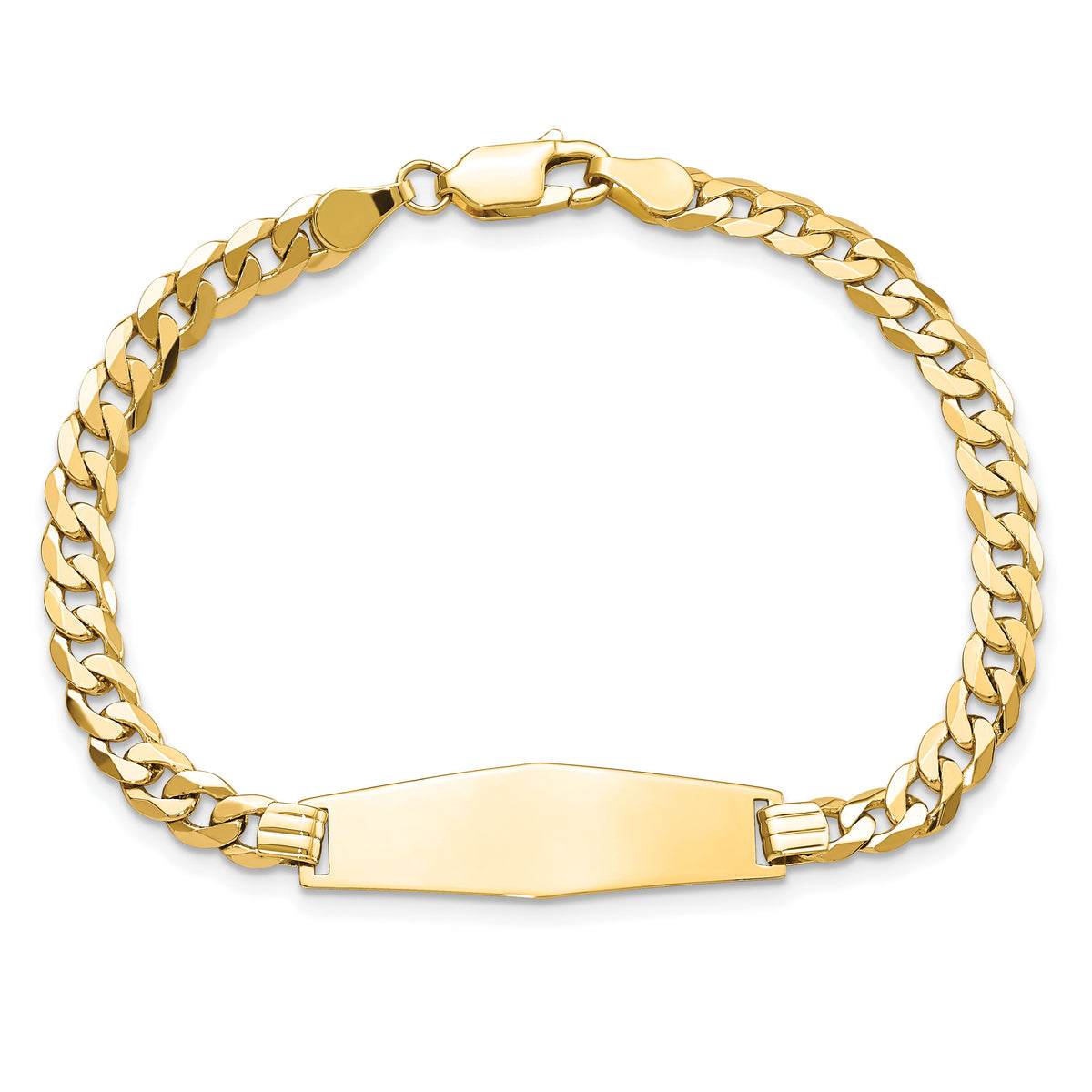 14k Soft Diamond Shape Flat Curb Link ID Bracelet-LID74C-8