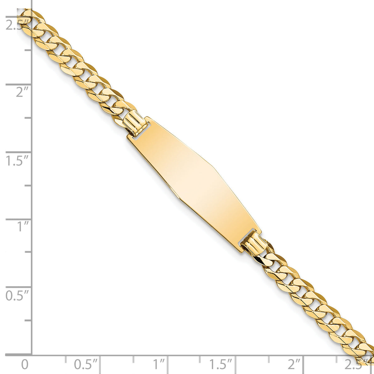 14k Soft Diamond Shape Flat Curb Link ID Bracelet-LID74C-8
