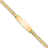 14k Soft Diamond Shape Flat Curb Link ID Bracelet-LID74C-7