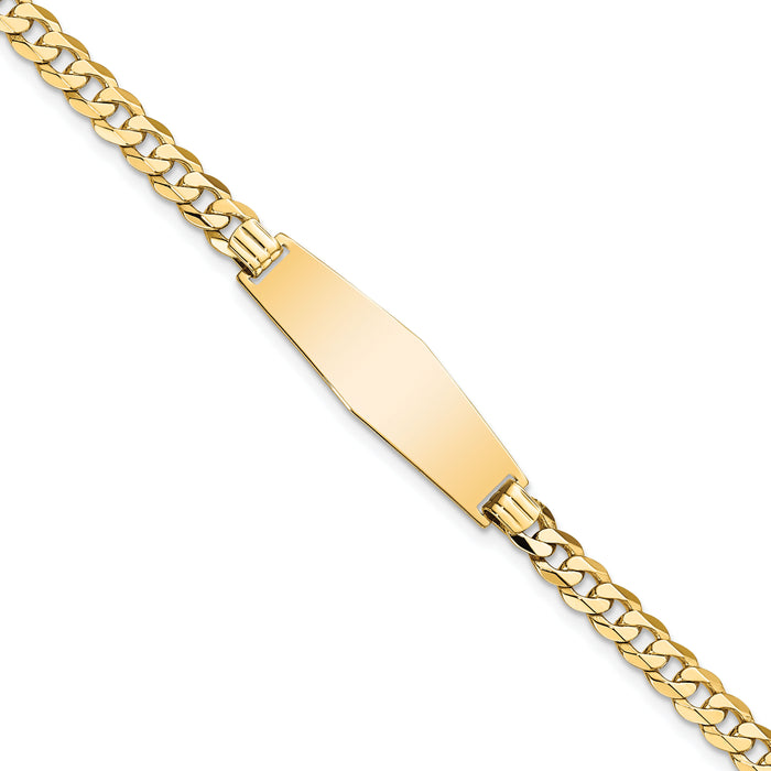 14k Soft Diamond Shape Flat Curb Link ID Bracelet-LID74C-8