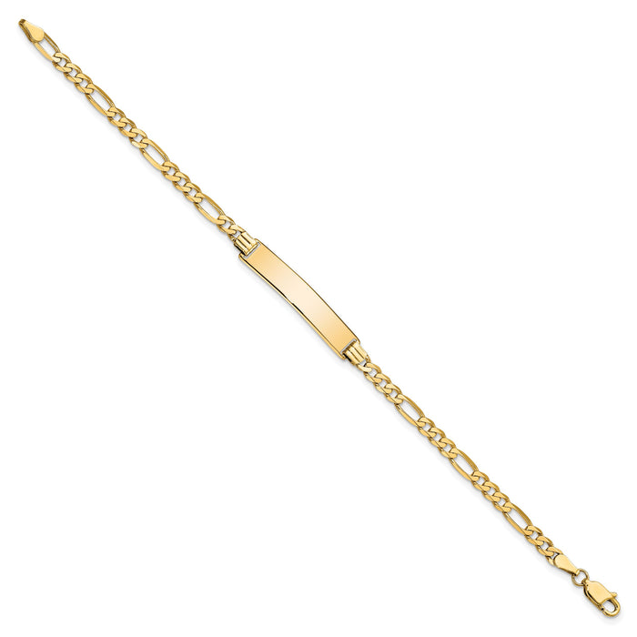 14k Flat Figaro Link ID Bracelet-LID75-8