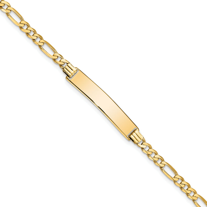 14k Flat Figaro Link ID Bracelet-LID75-7