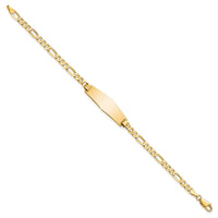 14k Soft Diamond Shape Flat Figaro Link ID Bracelet-LID75C-8