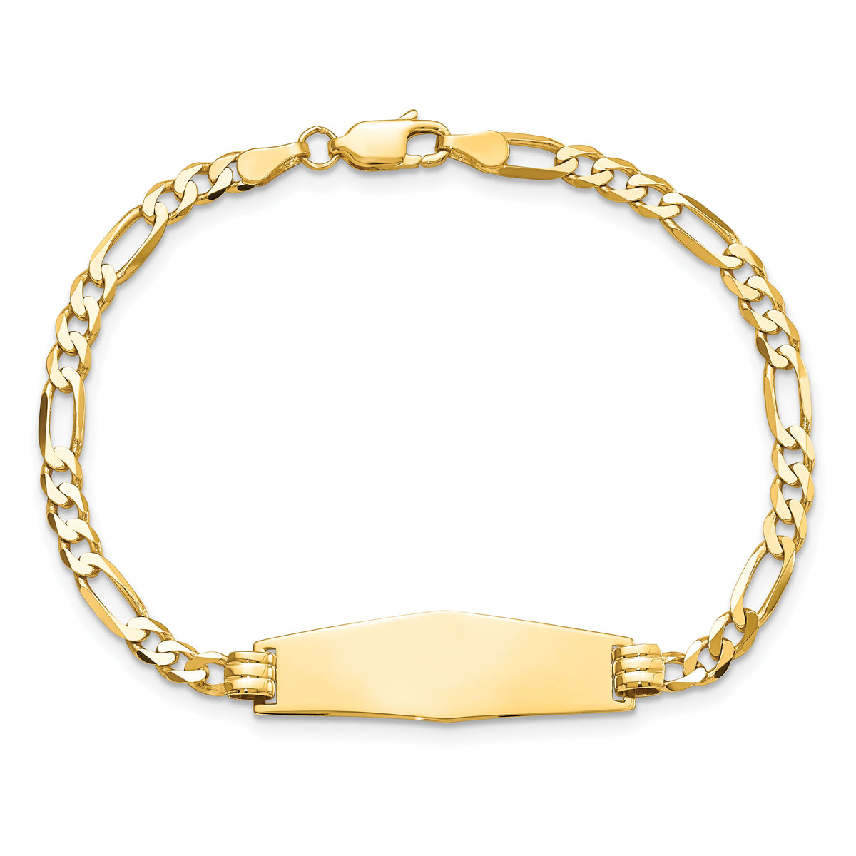 14k Soft Diamond Shape Flat Figaro Link ID Bracelet-LID75C-8