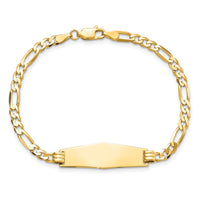 14k Soft Diamond Shape Flat Figaro Link ID Bracelet-LID75C-8