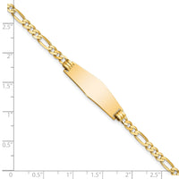 14k Soft Diamond Shape Flat Figaro Link ID Bracelet-LID75C-7