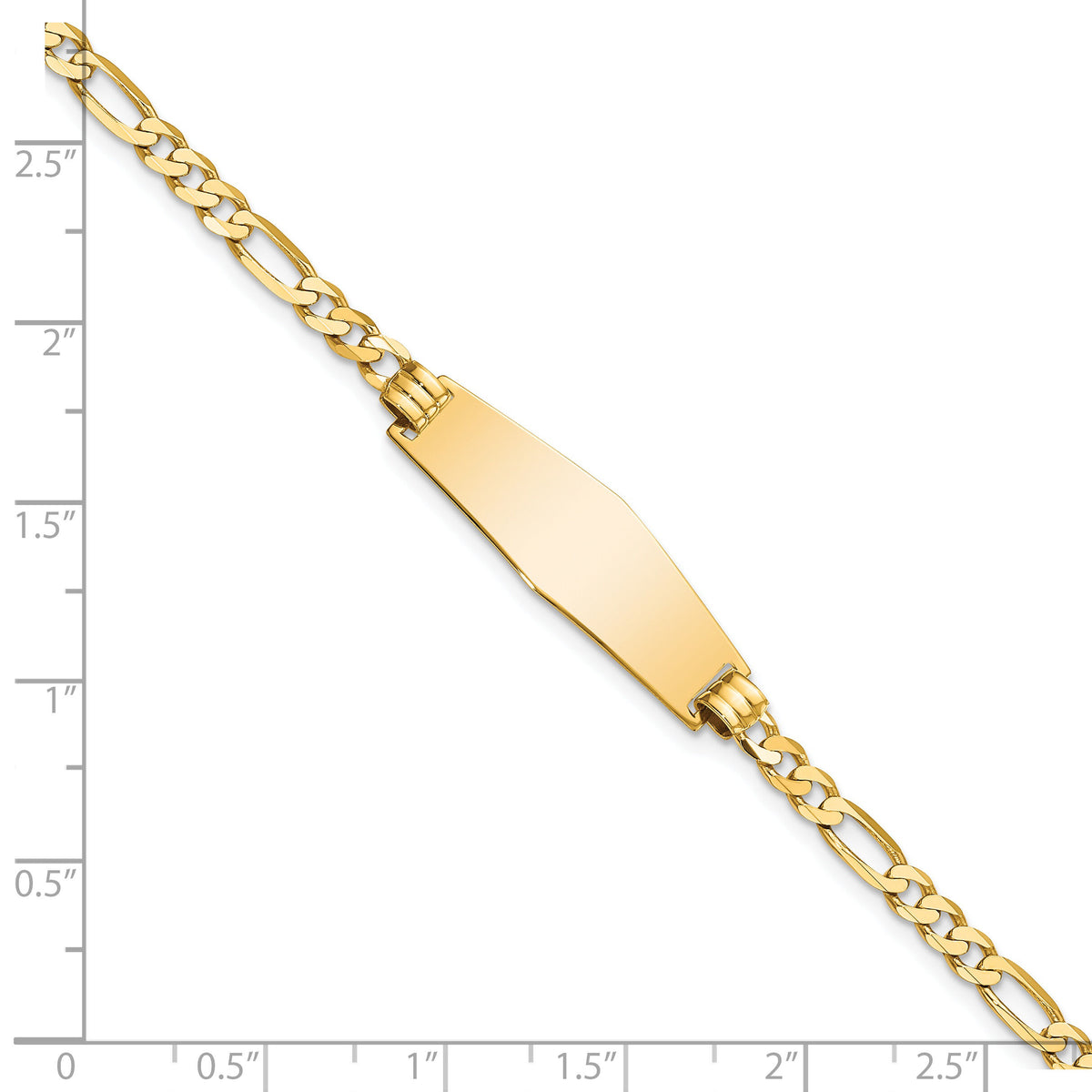 14k Soft Diamond Shape Flat Figaro Link ID Bracelet-LID75C-8