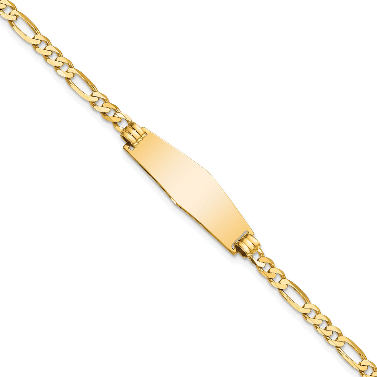 14k Soft Diamond Shape Flat Figaro Link ID Bracelet-LID75C-7