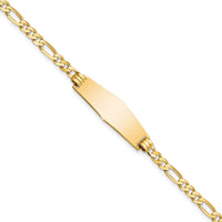 14k Soft Diamond Shape Flat Figaro Link ID Bracelet-LID75C-8