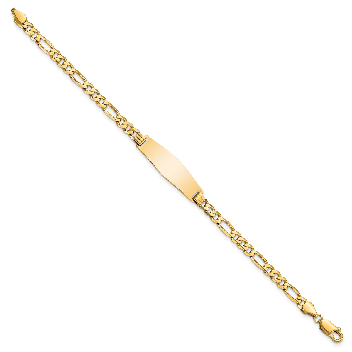 14k Soft Diamond Shape Flat Figaro Link ID Bracelet-LID76C-7