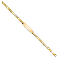 14k Soft Diamond Shape Flat Figaro Link ID Bracelet-LID76C-7