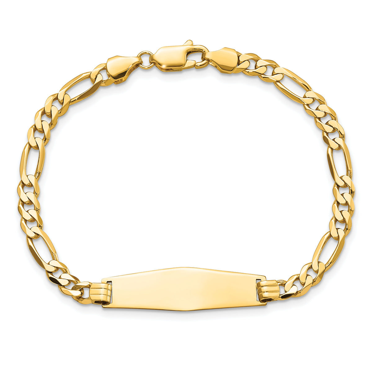 14k Soft Diamond Shape Flat Figaro Link ID Bracelet-LID76C-7