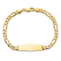 14k Soft Diamond Shape Flat Figaro Link ID Bracelet-LID76C-7