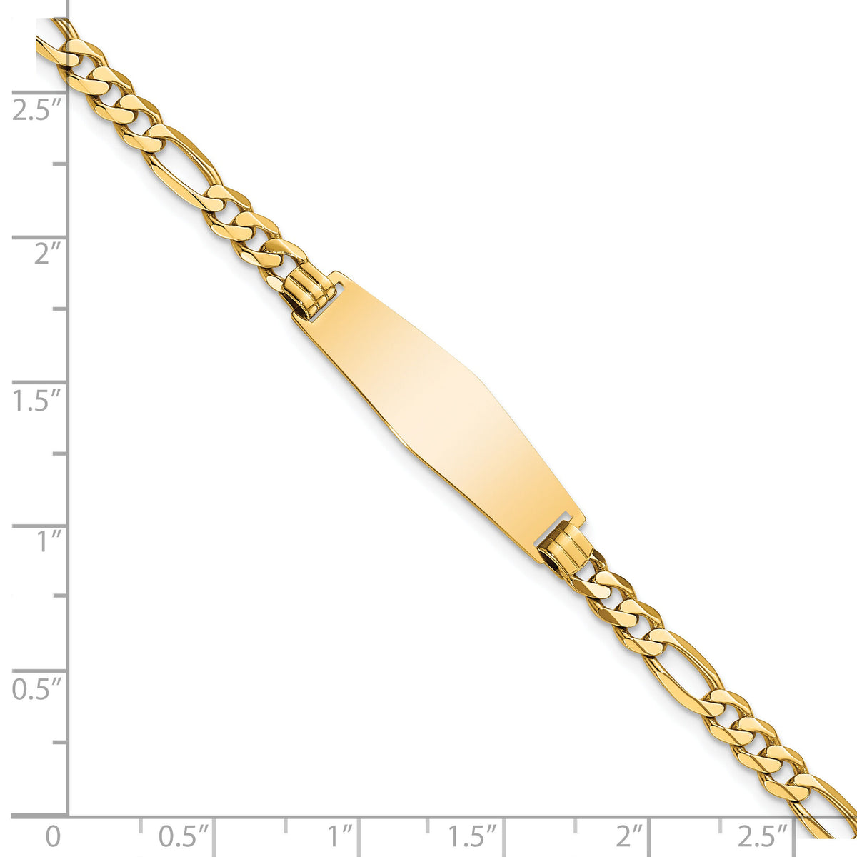 14k Soft Diamond Shape Flat Figaro Link ID Bracelet-LID76C-7