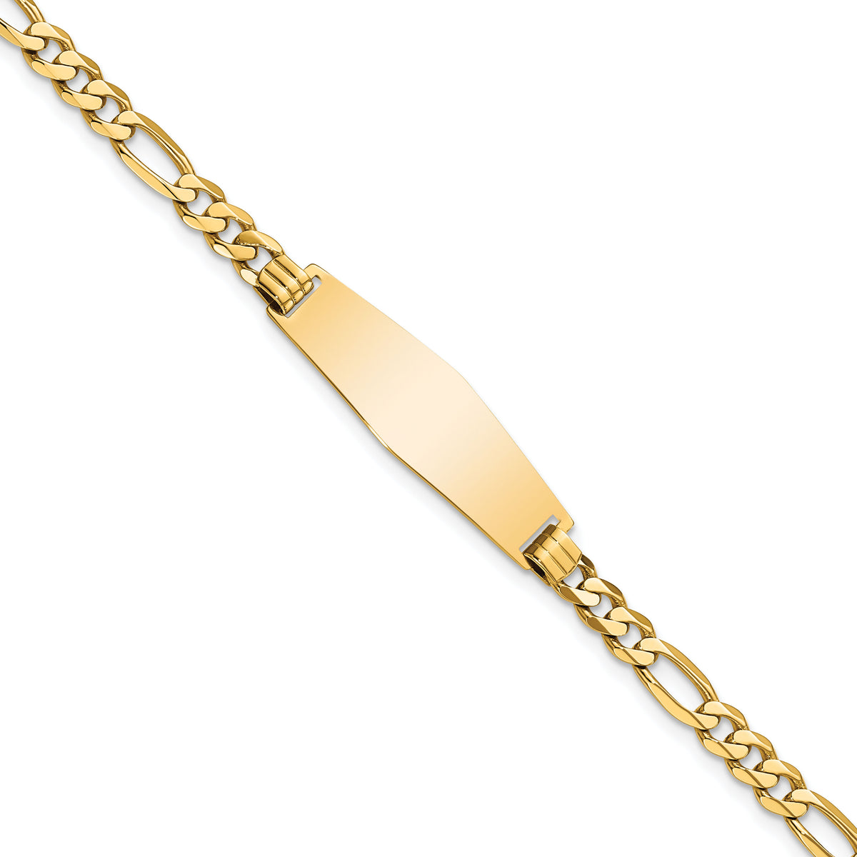 14k Soft Diamond Shape Flat Figaro Link ID Bracelet-LID76C-7