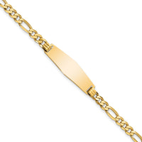 14k Soft Diamond Shape Flat Figaro Link ID Bracelet-LID76C-7