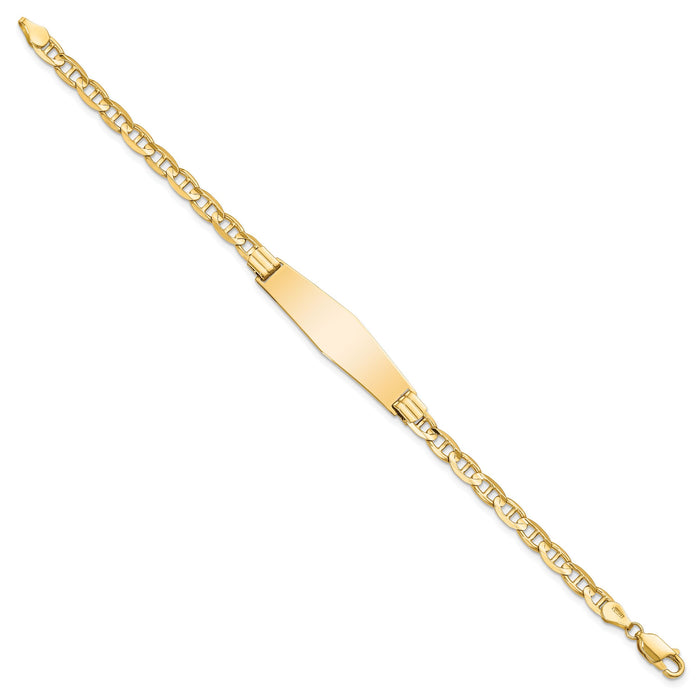 14k Anchor Link Soft Diamond Shape ID Bracelet-LID77C-7