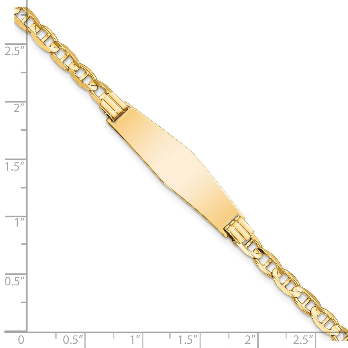 14k Anchor Link Soft Diamond Shape ID Bracelet-LID77C-8