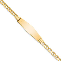 14k Anchor Link Soft Diamond Shape ID Bracelet-LID77C-7