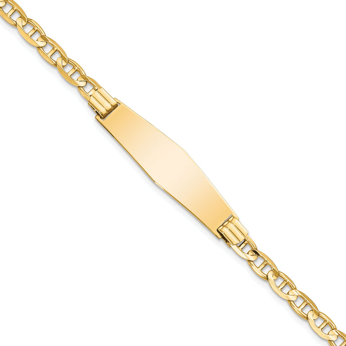 14k Anchor Link Soft Diamond Shape ID Bracelet-LID77C-8