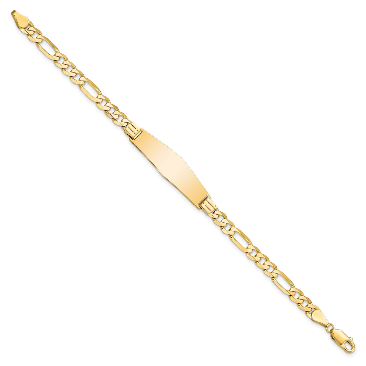 14k Flat Figaro Link Soft Diamond Shape ID Bracelet-LID78C-7
