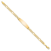 14k Flat Figaro Link Soft Diamond Shape ID Bracelet-LID78C-7