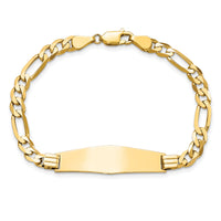 14k Flat Figaro Link Soft Diamond Shape ID Bracelet-LID78C-7