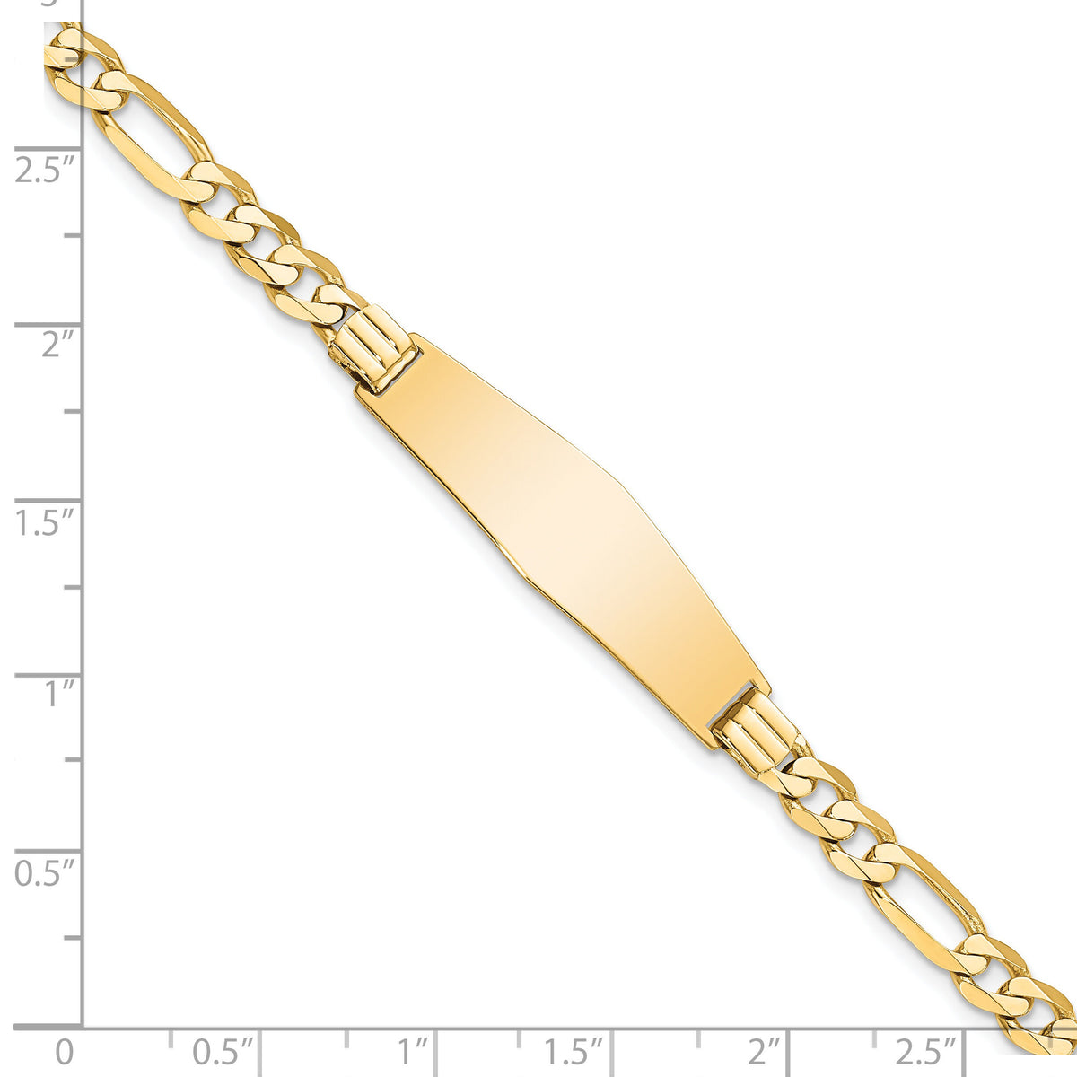 14k Flat Figaro Link Soft Diamond Shape ID Bracelet-LID78C-7
