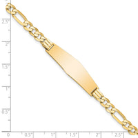 14k Flat Figaro Link Soft Diamond Shape ID Bracelet-LID78C-7