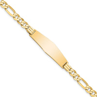 14k Flat Figaro Link Soft Diamond Shape ID Bracelet-LID78C-7