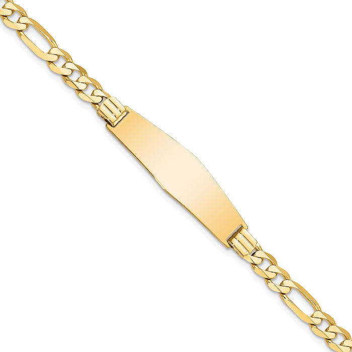 14k Flat Figaro Link Soft Diamond Shape ID Bracelet-LID78C-7