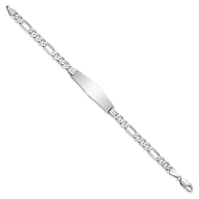14k WG Figaro Link Soft Diamond Shape ID Bracelet-LID78CW-8