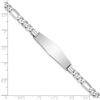 14k WG Figaro Link Soft Diamond Shape ID Bracelet-LID78CW-7