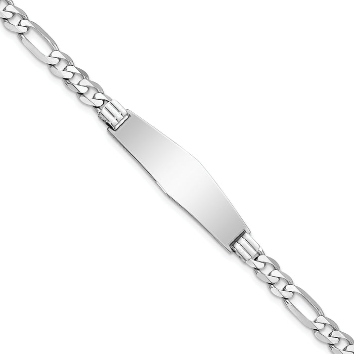 14k WG Figaro Link Soft Diamond Shape ID Bracelet-LID78CW-7