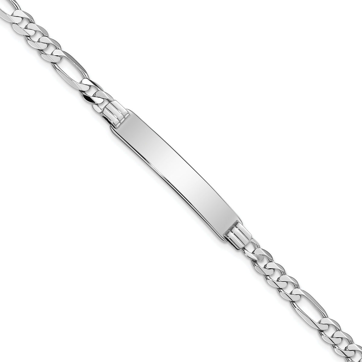 14k WG Figaro Link ID Bracelet-LID78W-8