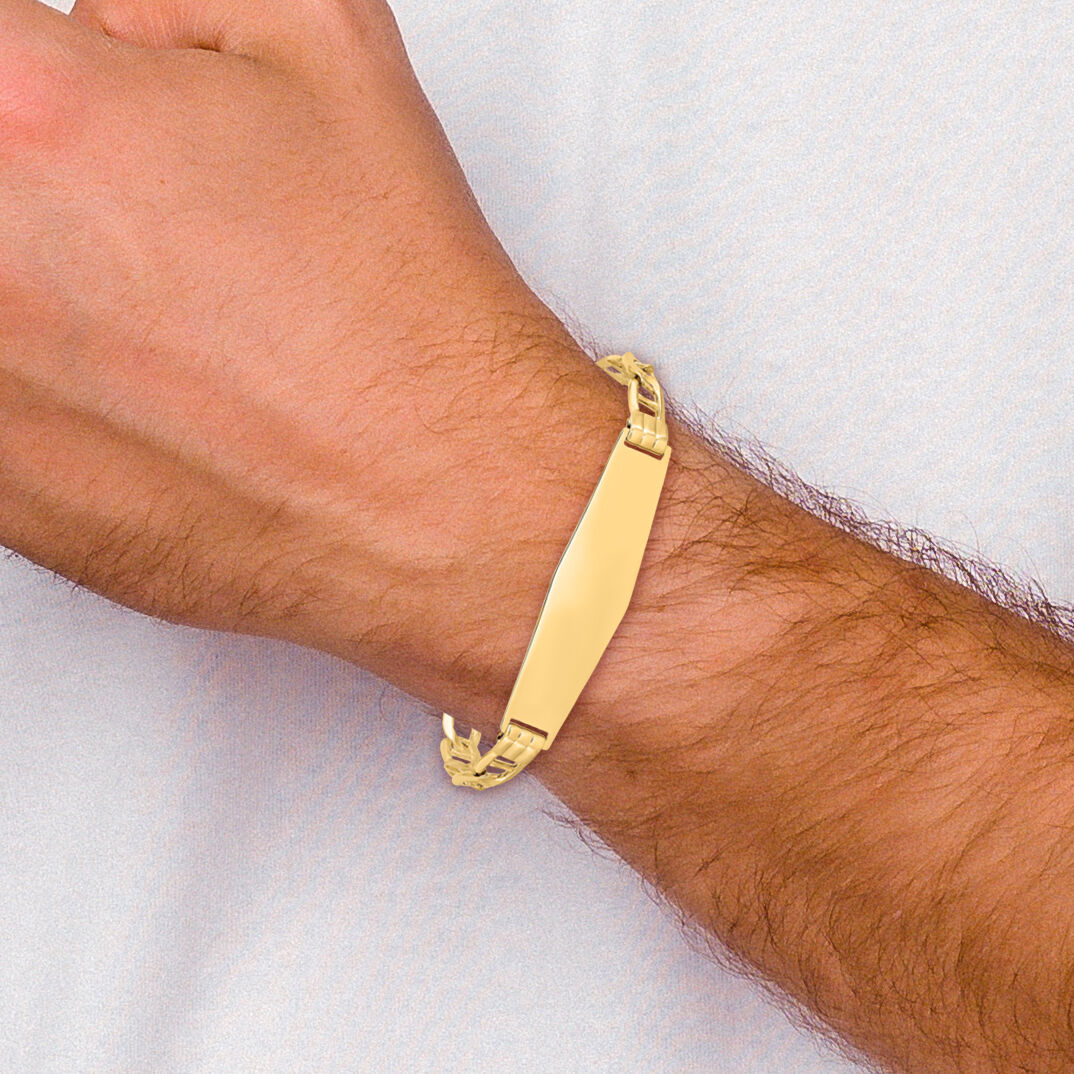 14k Anchor Link Soft Diamond Shape ID Bracelet-LID79C-8