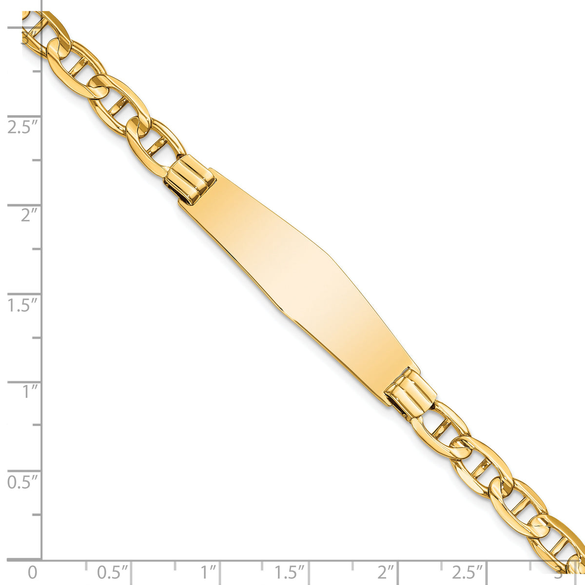 14k Anchor Link Soft Diamond Shape ID Bracelet-LID79C-8