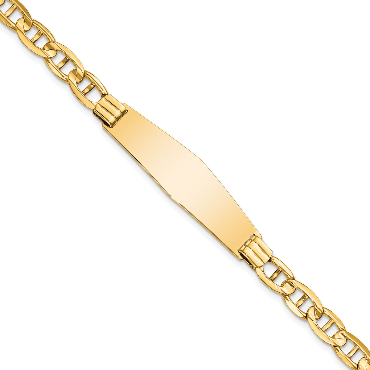 14k Anchor Link Soft Diamond Shape ID Bracelet-LID79C-8