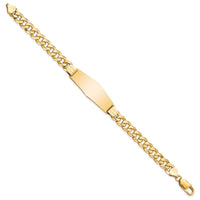 14k Flat Curb Link Soft Diamond Shape ID Bracelet-LID80C-8